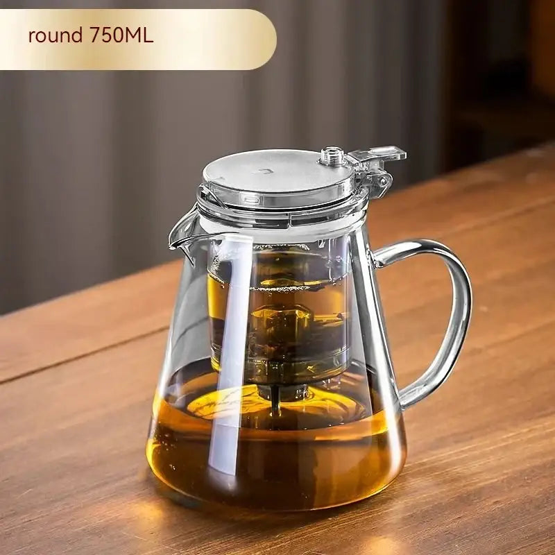 Decorbites glass teapot with stainless steel lid handle and heat resistant infuser for brewing tea and infusions