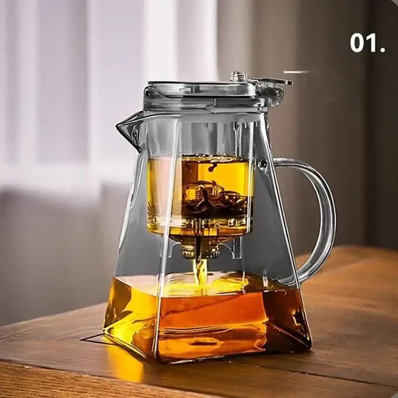 Clear glass DecorBites glass teapot set with transparent lid and heat-resistant filter for brewing tea and infusions