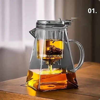 Clear glass DecorBites glass teapot set with transparent lid and heat-resistant filter for brewing tea and infusions