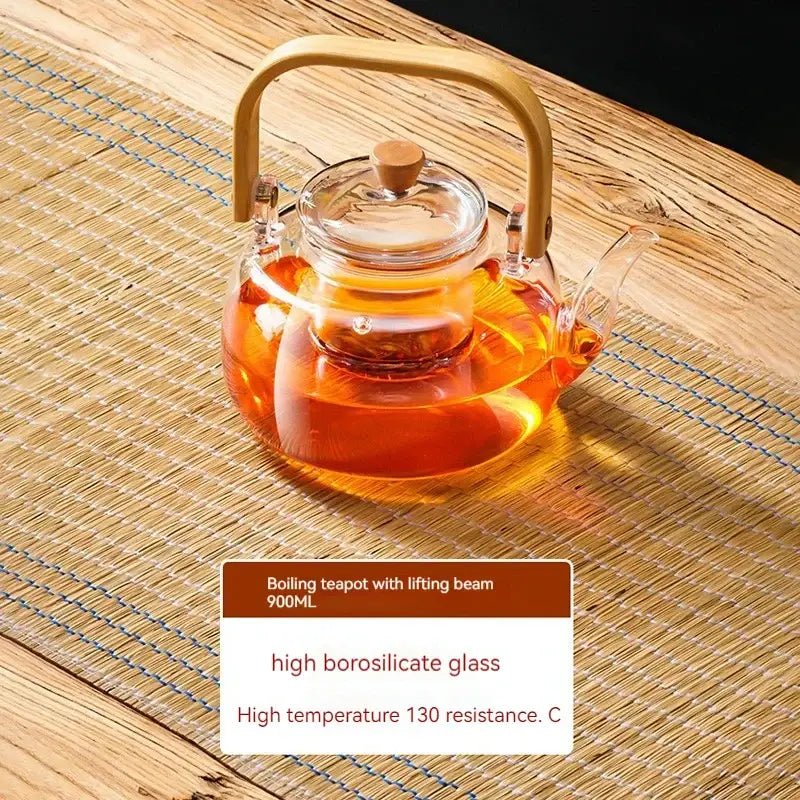 Clear glass teapot with gold handle and lid knob made of high borosilicate glass decorbites glass teapot for tea and coffee