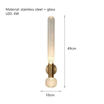 Modern decorbites glass tubes pendant lamp with slender ribbed glass cylinder and textured base on brushed brass fixture