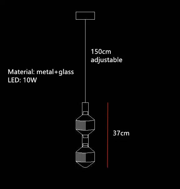 Adjustable 150cm decorbites glass tubes pendant lamp with 37cm drop metal and glass led luxury lighting