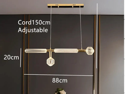 Gold-toned decorbites glass tubes led chandelier with clear glass accents and adjustable 150cm cord for modern luxury lighting