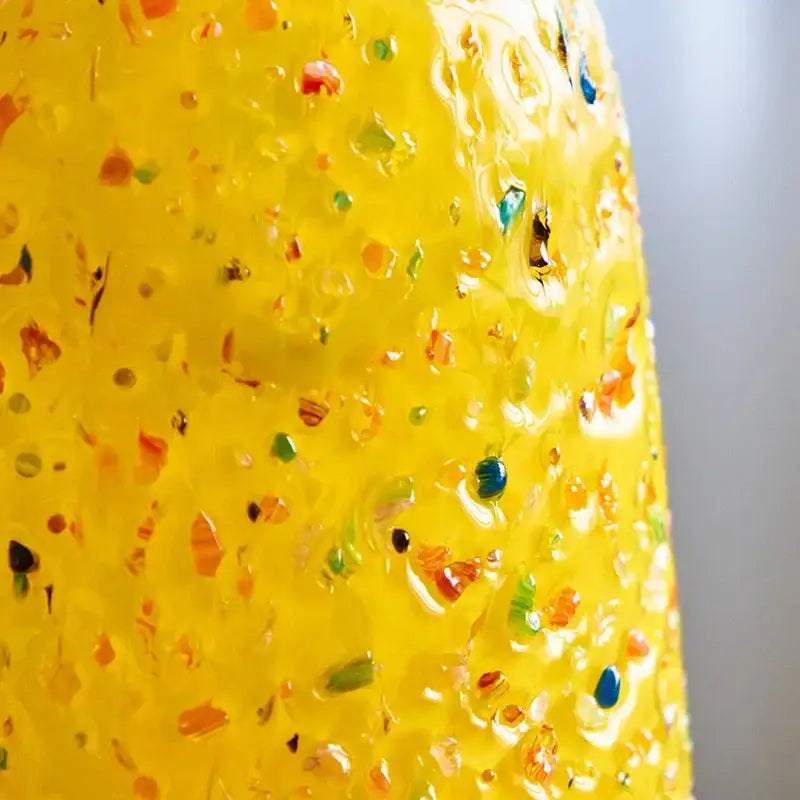 Vibrant yellow translucent decorbites glass vase with colorful confetti fragments for hydroponic terrarium decor