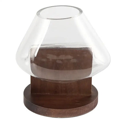 Clear glass decorbites glass vase terrarium with a brown wooden base for home decoration accessory