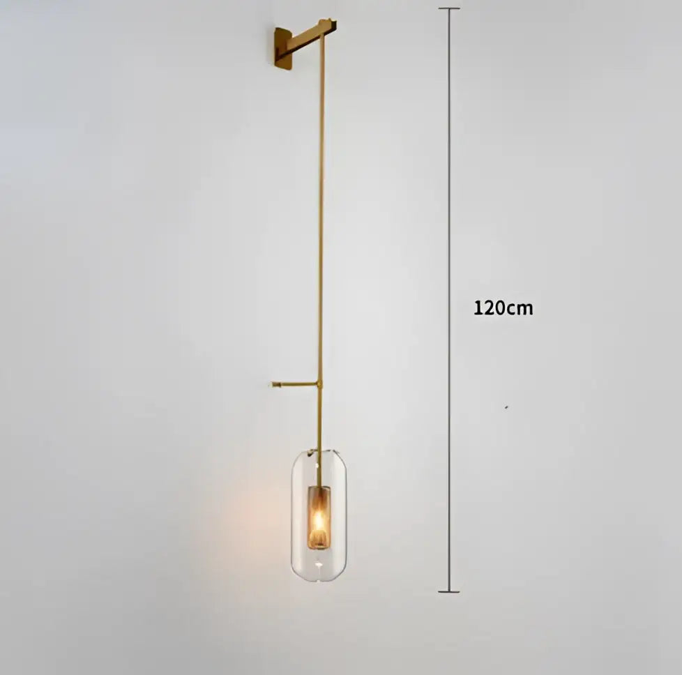 DecorBites™ glass wall art light with sleek brass minimalist design and clear glass pendant for modern living spaces