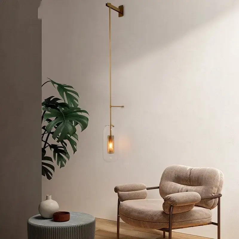 Decorbites™ minimalist brass glass wall art light with clear shade for modern loft living room and bathroom decor