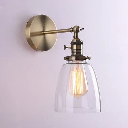 Decorbites glass wall lamp antique bronze brass wall sconce with clear glass shade and exposed filament bulb