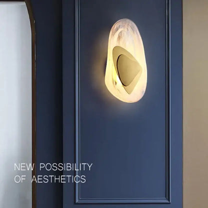 Decorbites glass wall lamp with iridescent translucent glass body and gold-toned frame for modern wall lamp use