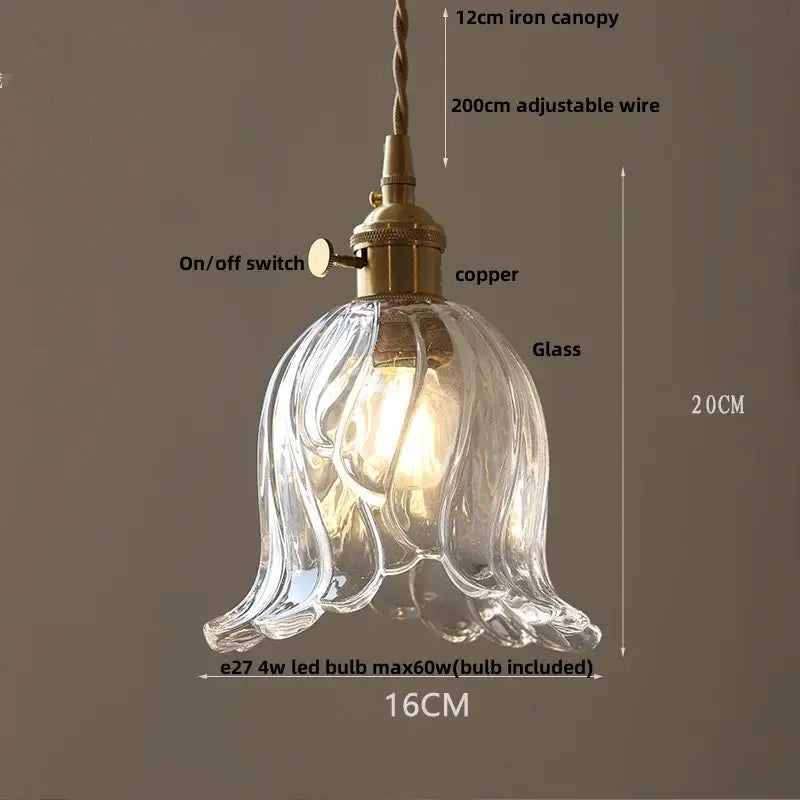 DecorBites clear glass pendant lights with fluted design and brass copper hardware for home and restaurant lighting