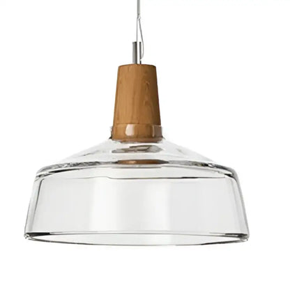 Clear glass pendant light with wooden top cap by DecorBites gray retro wood pendant light for modern Nordic decor