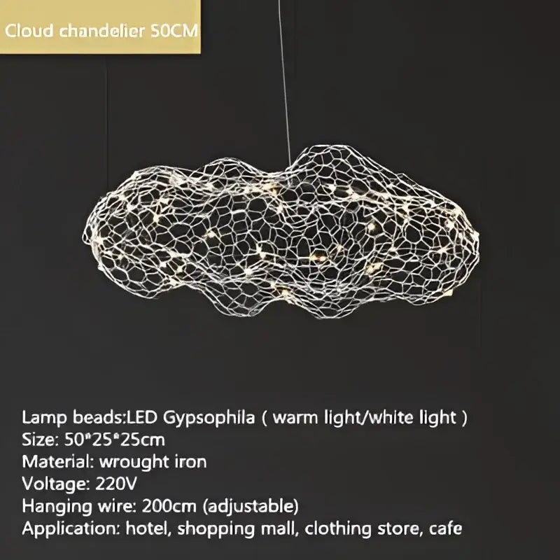 DecorBites gold cloud pendant lights with delicate wire mesh design and warm led lights for home and restaurant use