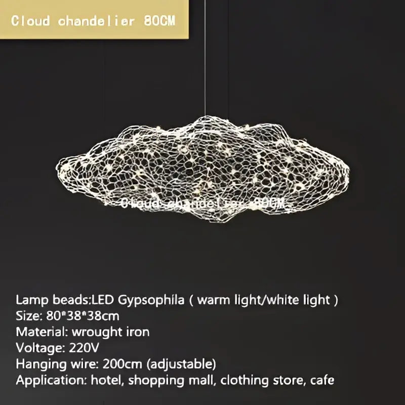 DecorBites gold cloud pendant lights featuring wrought iron mesh design with led gypsophila bulbs emitting warm or white light
