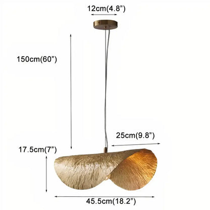 DecorBites™ gold lotus leaf pendant light with brass finish and textured leaf design in a modern curved silhouette