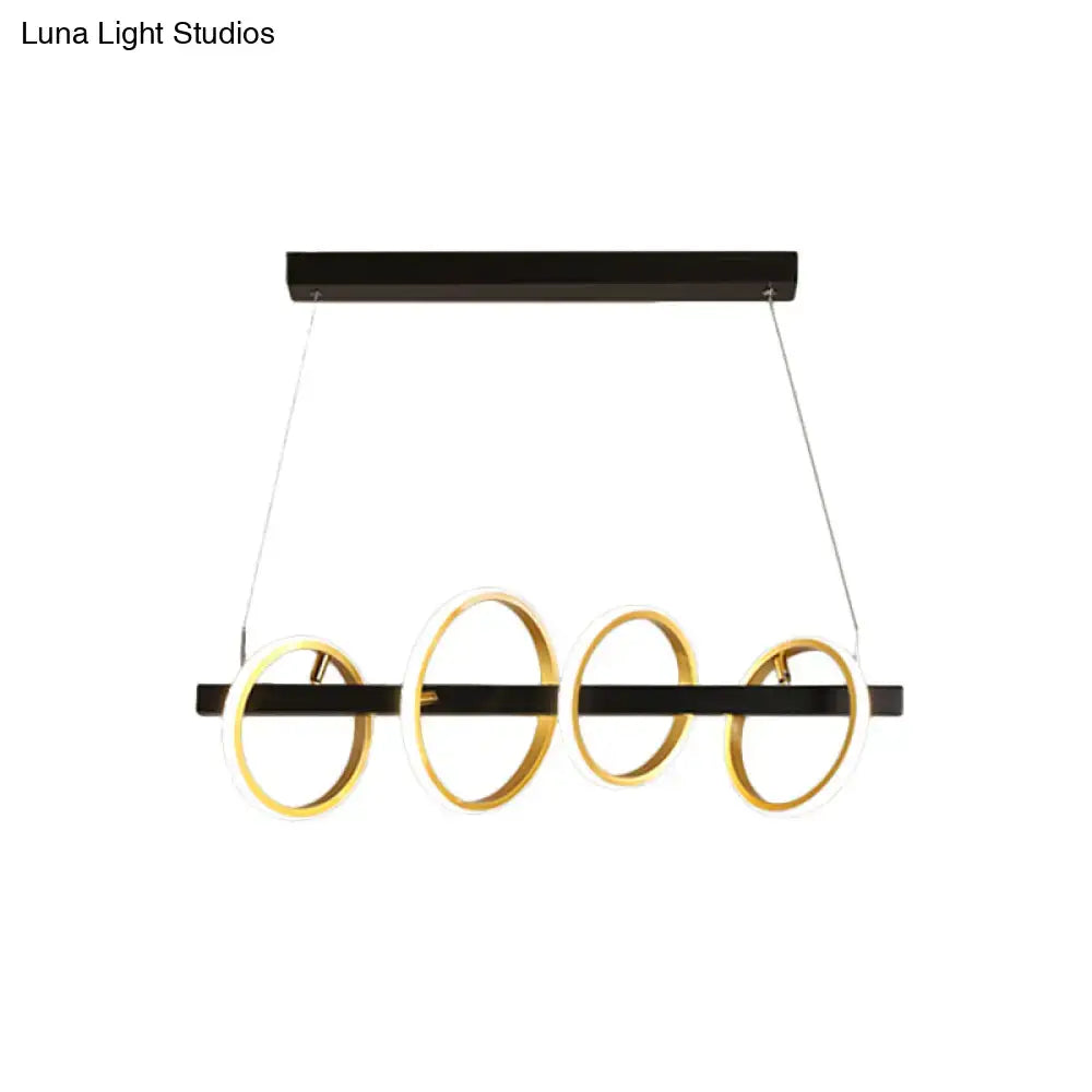 DecorBites gold metal ceiling pendant with simple circles design in black and gold for dining room island lighting