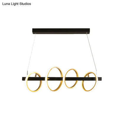 DecorBites gold metal ceiling pendant with simple circles design in black and gold for dining room island lighting