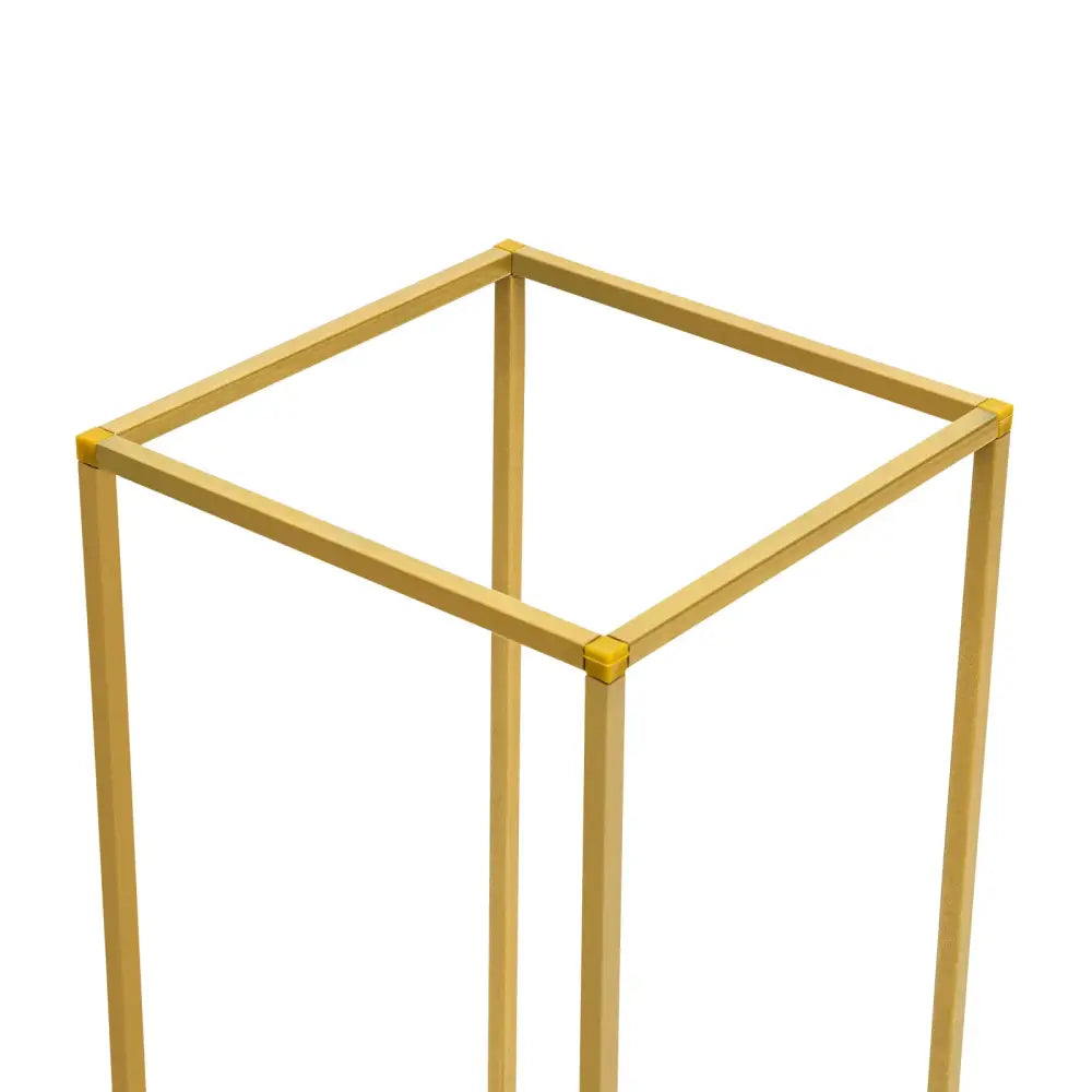 Decorbites™ gold metal wedding flower stand with square frame and corner caps for elegant flower display