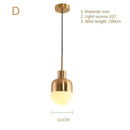 Decorbites gold modern brass pendant light with sleek iron fixture and frosted glass shade for dining room