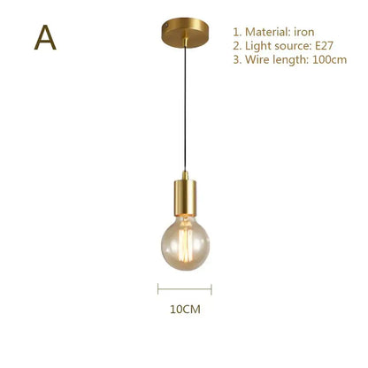 Decorbites gold modern iron pendant light with classic bulb design and 10cm wire length for dining room use