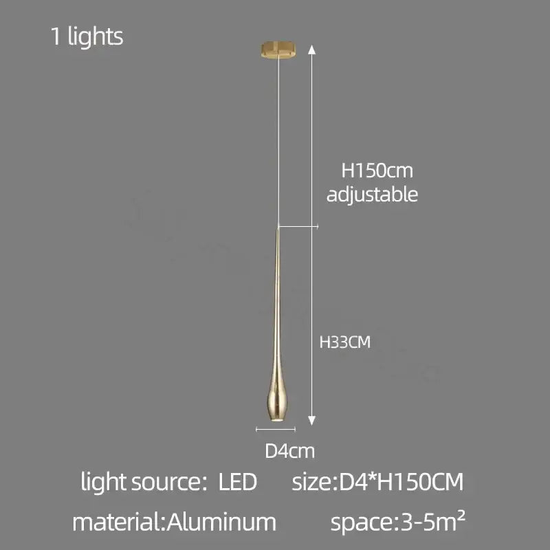 Gold-toned aluminum decorbites gold-plated duplex teardrop chandelier with adjustable height for living room lighting