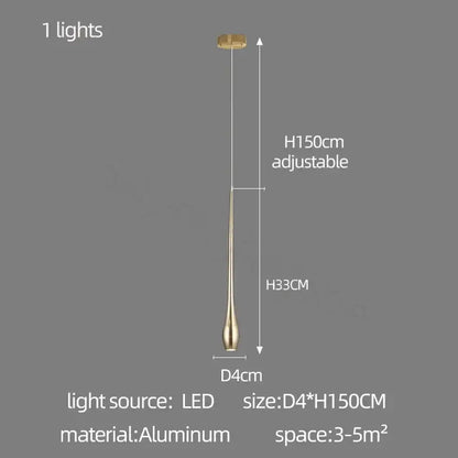 Gold-toned aluminum decorbites gold-plated duplex teardrop chandelier with adjustable height for living room lighting