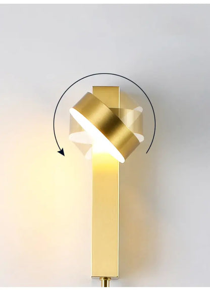 Decorbites™ gold wall lamp with dimmer switch features a sleek angular design and adjustable light head