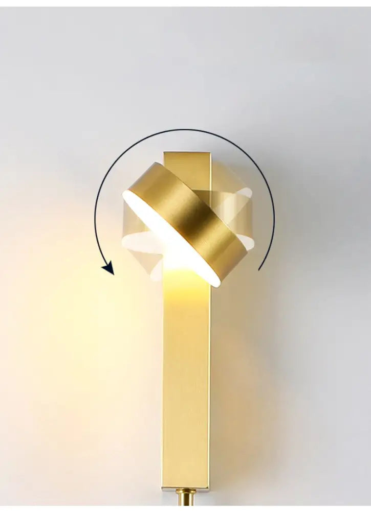 Decorbites™ gold wall lamp with dimmer switch features a sleek angular design and adjustable light head