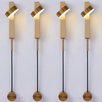 Modern gold-toned wall lamps by DecorBites with sleek minimalist design and dimmer switch for adjustable lighting