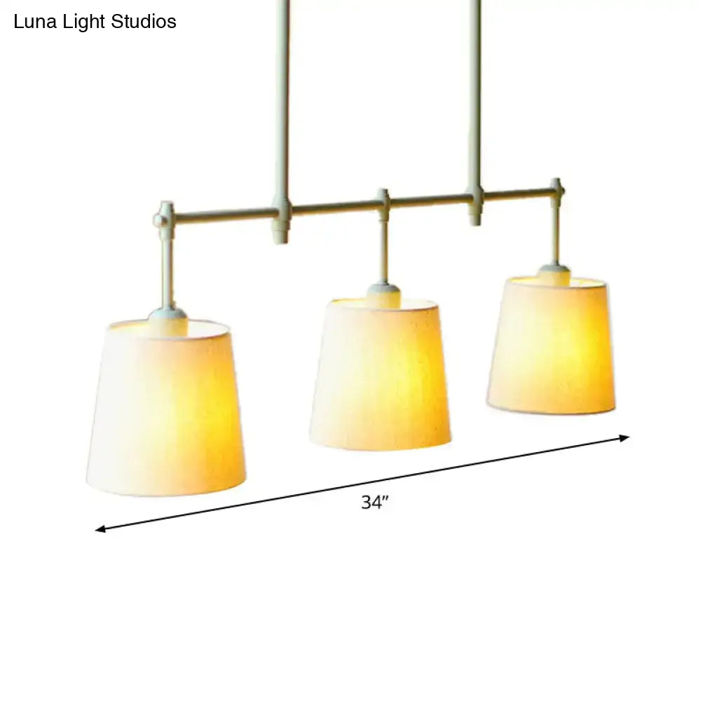 DecorBites™ green barrel fabric pendant light ceiling light with cream fabric shades and metal frame for dining room lighting