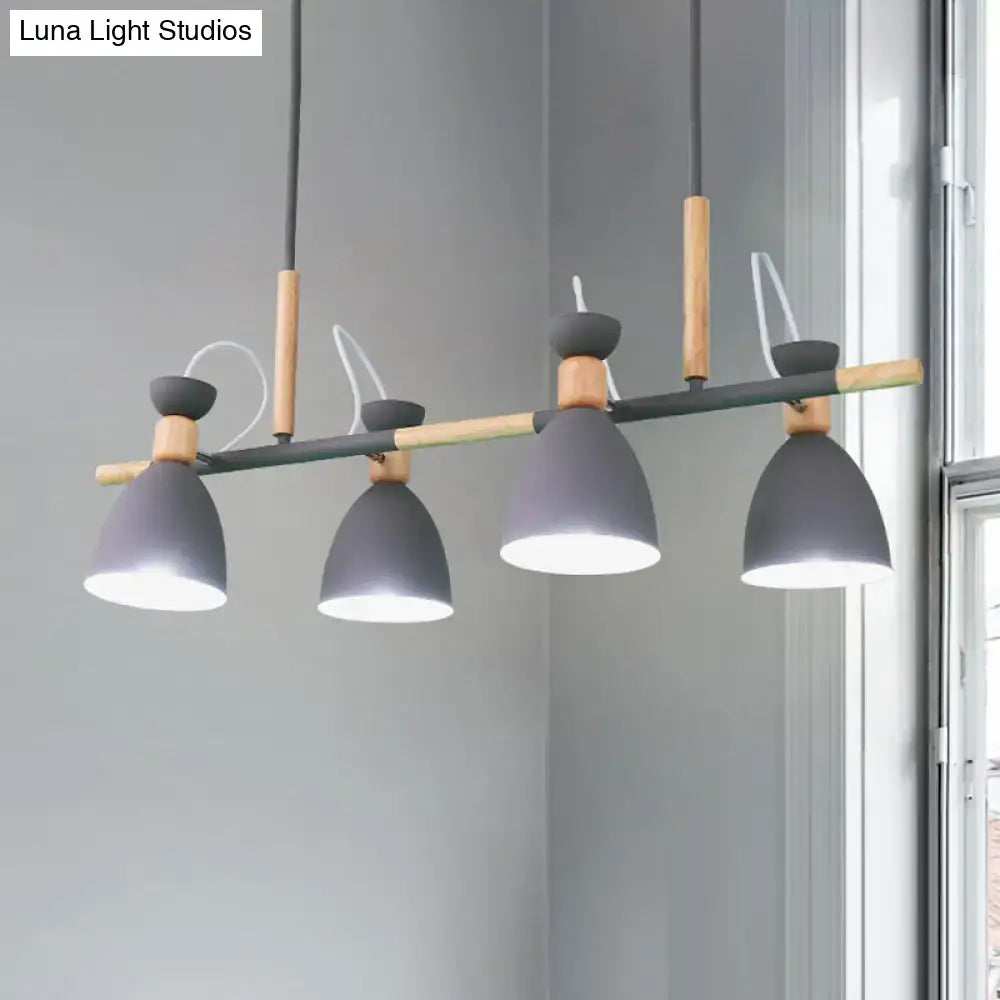 Decorbites grey white green bell island lamp 4-light iron pendant with rotatable design and wooden accents 220v-240v 110v-120v