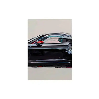 DecorBites™ GT3 RS sports car canvas wall art featuring a black glossy sports car with red side mirror and gt3 rs graffiti style