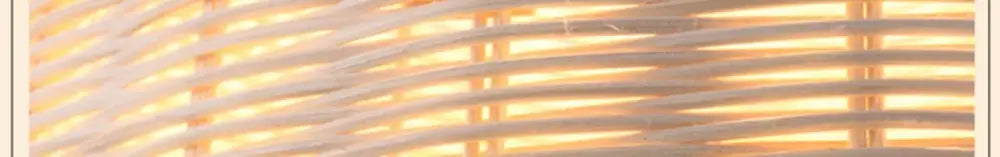 White woven wicker basket with textured interlaced pattern for decorbites™ hand-knit bamboo pendant ceiling light
