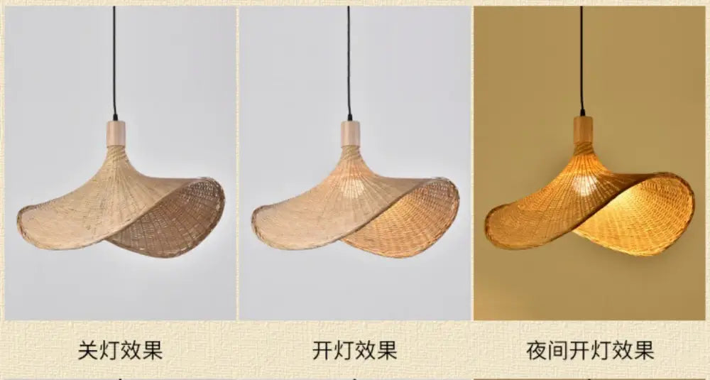 Decorbites hand-knit bamboo pendant ceiling light with warm natural finish and elegant curved design ceiling light