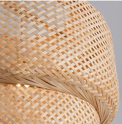 Decorbites™ handcrafted chinese bamboo pendant lamp with natural woven rattan lampshade in warm beige color