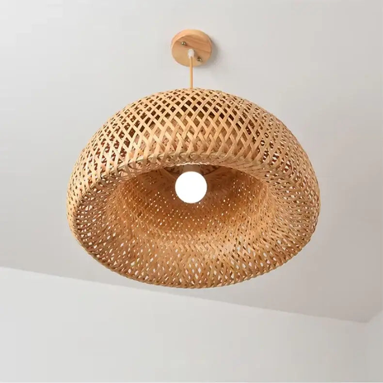 Decorbites™ handcrafted chinese bamboo pendant lamp featuring natural woven lattice design in warm earthy tones