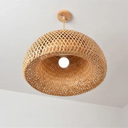 Decorbites™ handcrafted chinese bamboo pendant lamp featuring natural woven lattice design in warm earthy tones