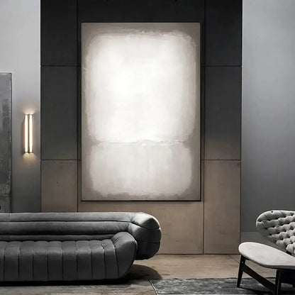 DecorBites™ handmade abstract oil painting wall art with soft white and gray tones on textured canvas