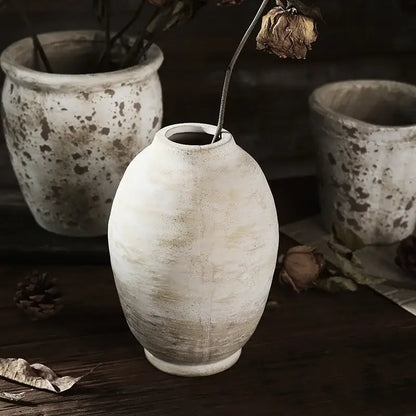DecorBites™ handmade ceramic vases vintage style rustic off-white speckled ceramic vases for home decor