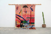 Decorbites™ handmade moroccan azilal rug 244x147 cm with vibrant geometric pattern and white fringe edges