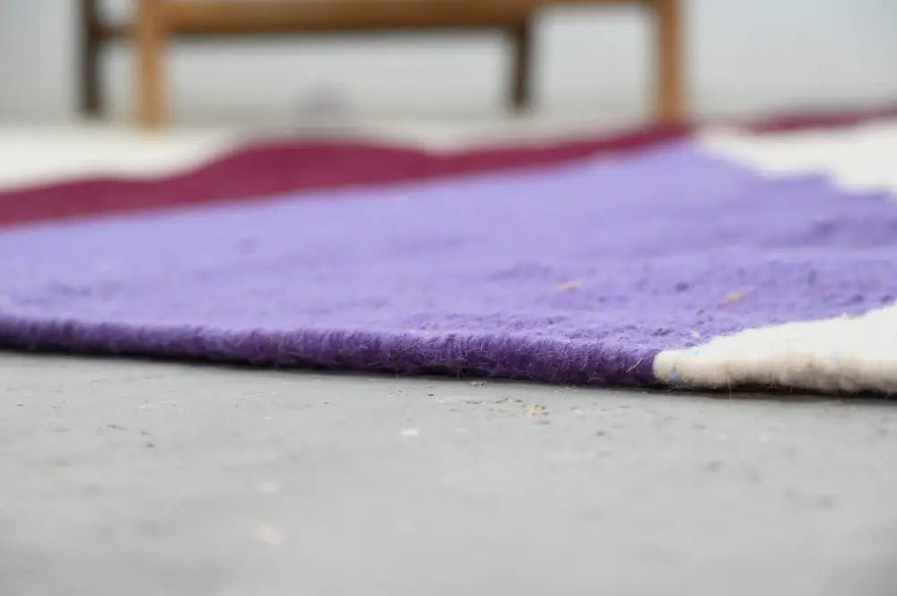 Purple and white wool moroccan handmade traditional azilal rug with textured hand-felted surface 304 x 202 cm