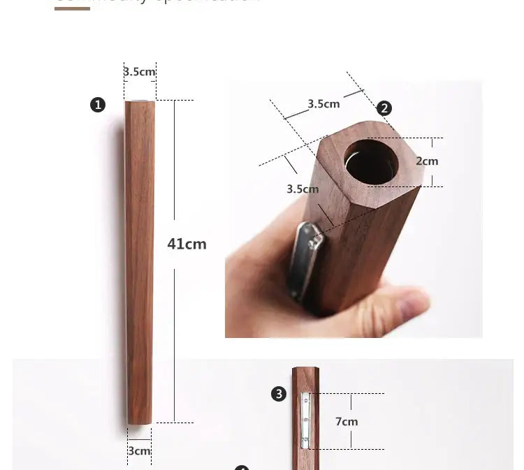 A sleek 41cm-long hexagonal leg of a rich brown solid wood handmade nordic wall vase for plants by decorbites