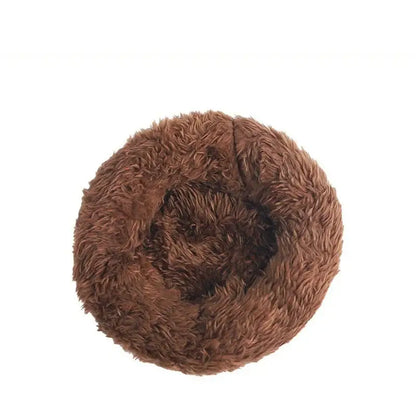 Decorbites™ handwoven grass bird cage hut with soft brown faux fur cozy circular pet bed for small birds