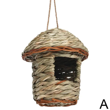DecorBites™ handwoven straw bird nest with natural fiber and brown accents for outdoor garden use