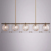 Decorbites hexagon glass ball pendant lamp with five clear faceted globes and brass finish island light fixture