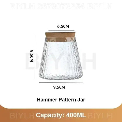 Clear glass flower pot with textured hammer pattern and wood lid 400ml capacity decorbites hydroponic set of 2