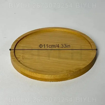 A round light brown bamboo coaster with smooth finish and natural grain pattern for decorbites glass flower pots