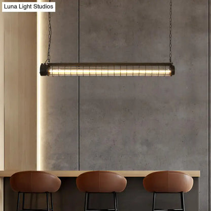 DecorBites industrial black metal cage dining pendant light with tubular design for dining room ceiling