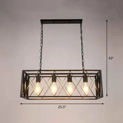 DecorBites™ industrial black metal pendant light with four exposed edison bulbs for dining room 110v-120v use