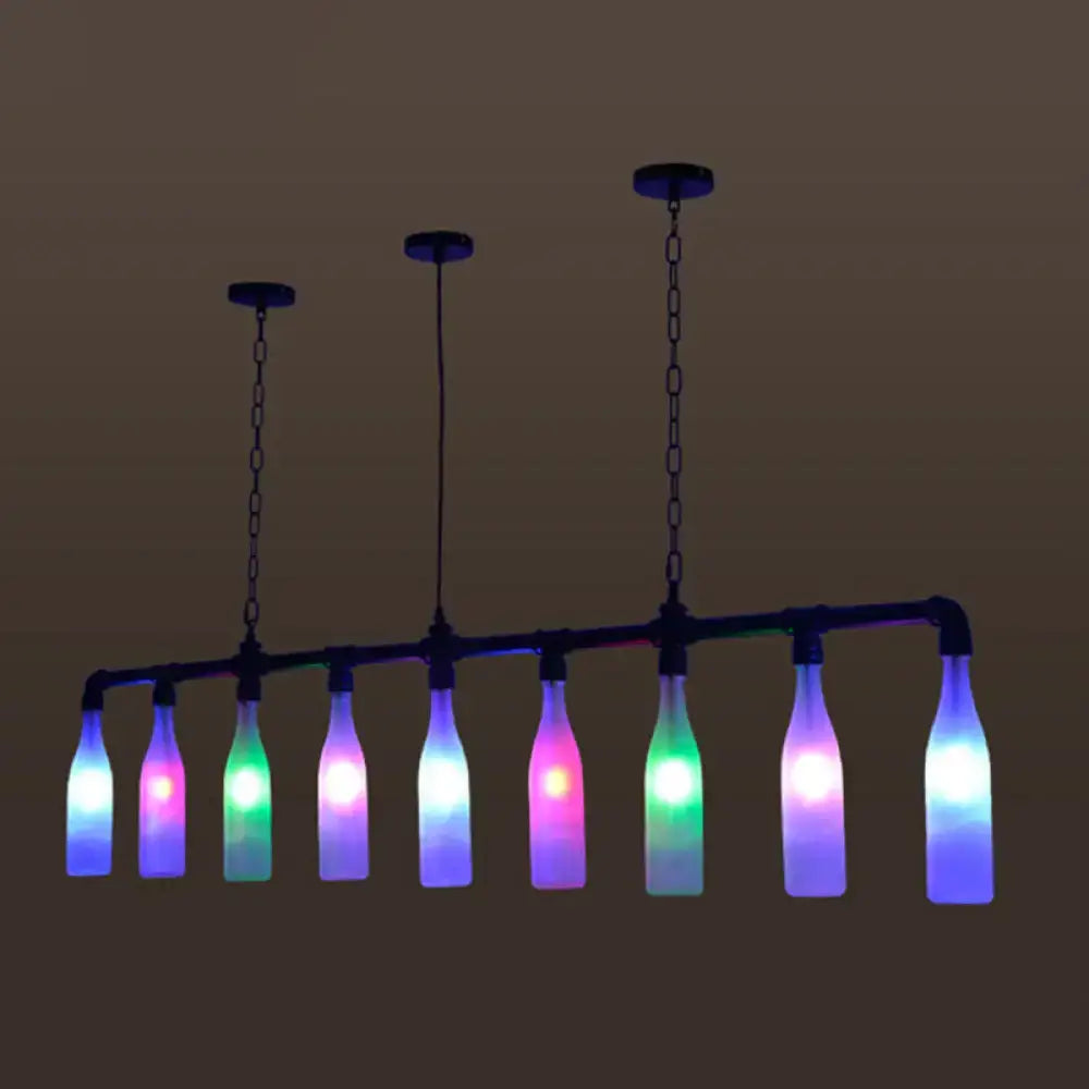DecorBites industrial iron pipe pendant light with seven multicolored glass bottle e26 e27 island lamps