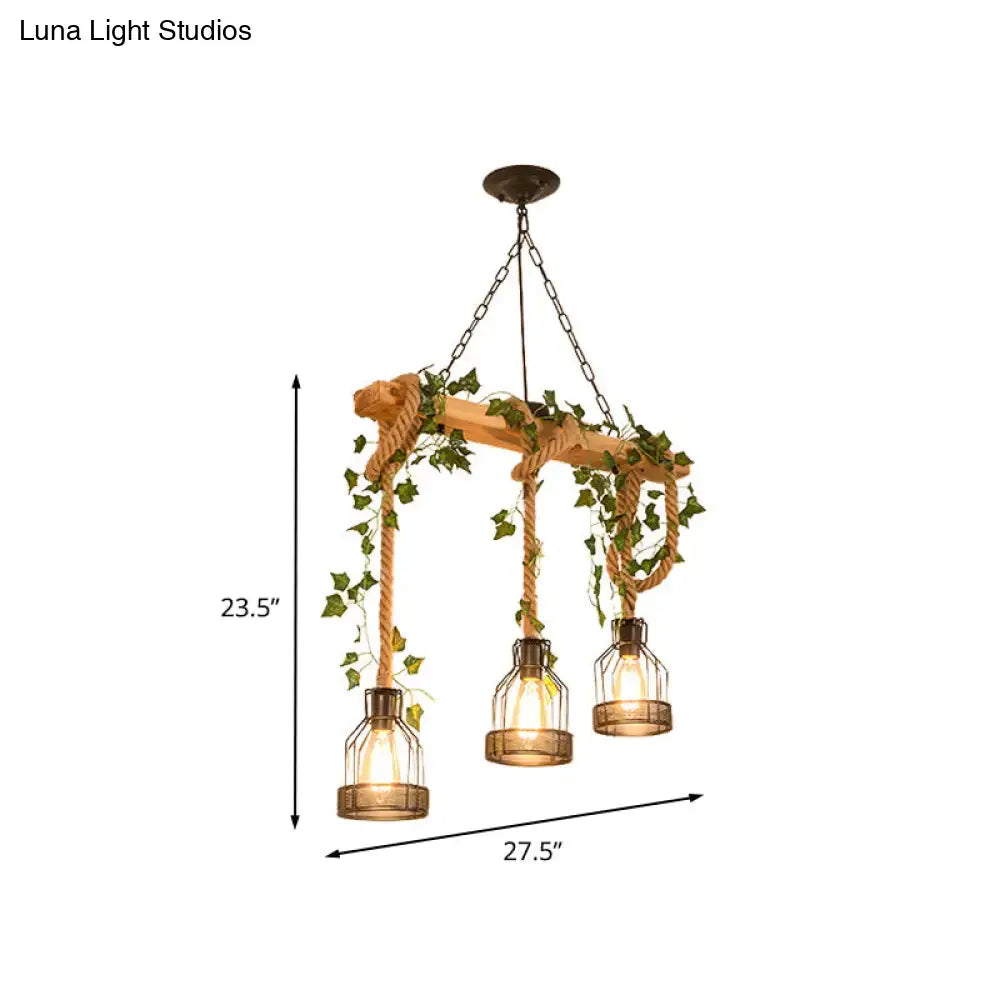 Rustic wooden chandelier with three glass lanterns featuring dark metal chain from decorbites metal caged island pendant light